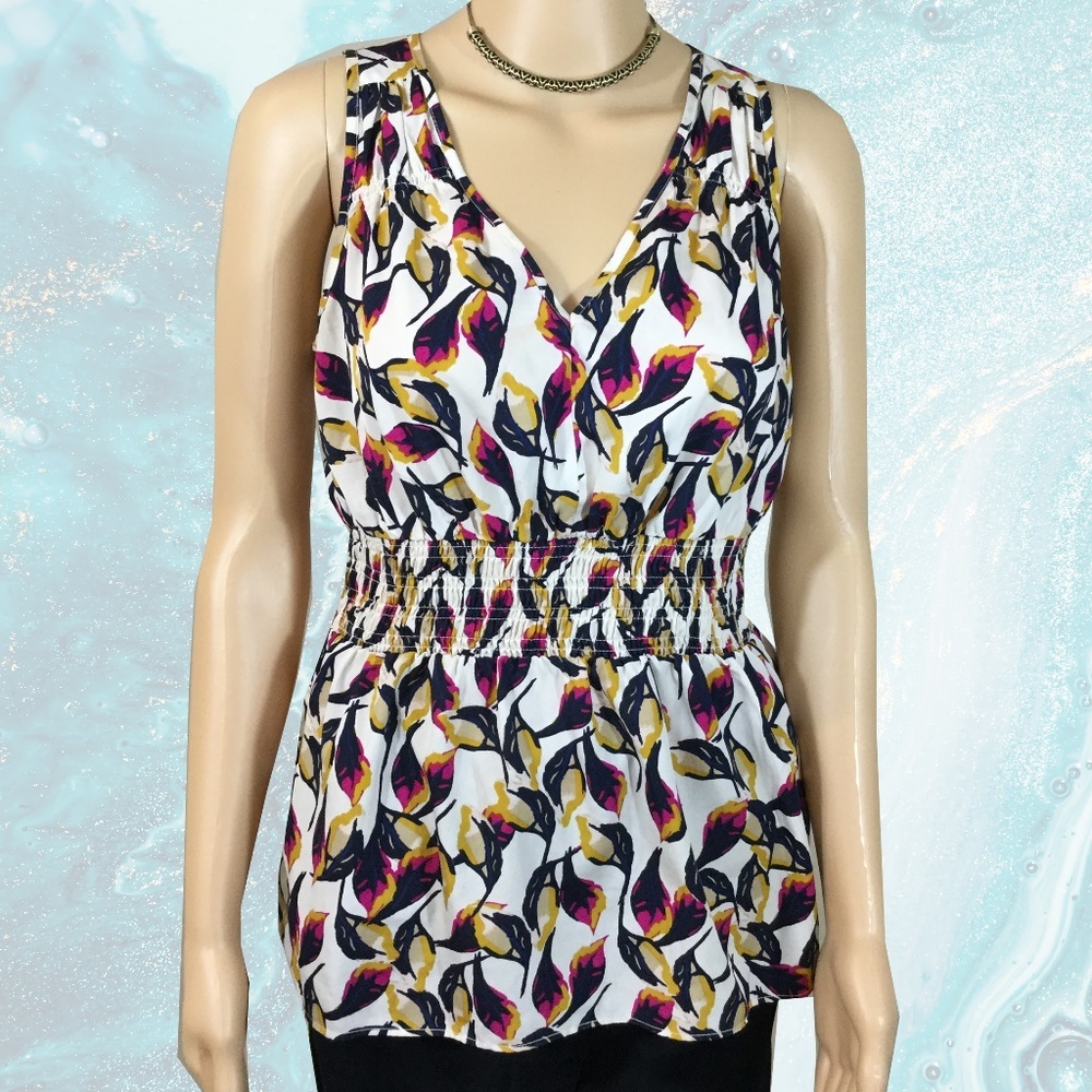 Banana Republic Leaf Print Peplum Top